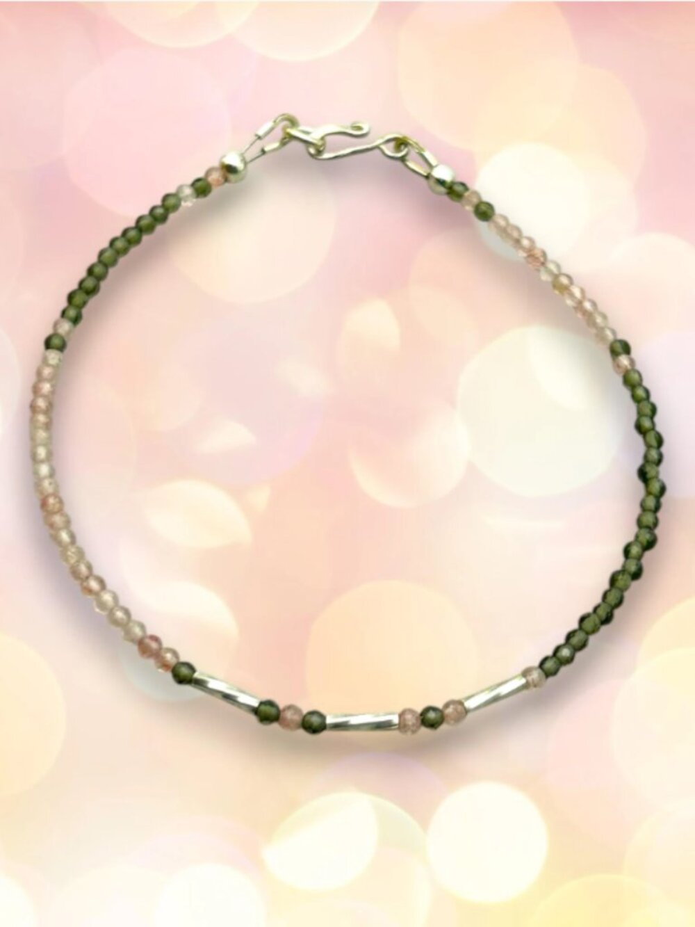 Rose Quartz and Smoky Quartz Bracelet in Silver, January Birthstone Gift